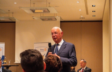 Professor Klaus Schwab, Founder and Executive Chairman of the World Economic Forum (WEF) to our Club's meeting last night.