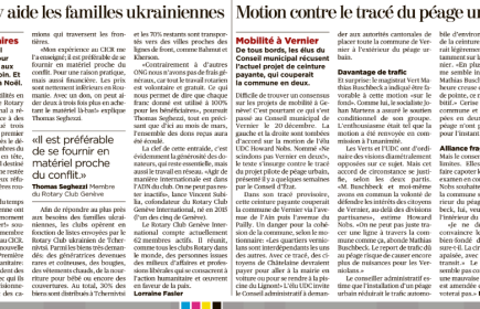 The Ukraine project appeared in the Tribune de Genève; one of Geneva's most important newspapers.
