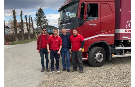 Our Club member, Thomas, pictured with the Harsch drivers in Faltecini, Romania.